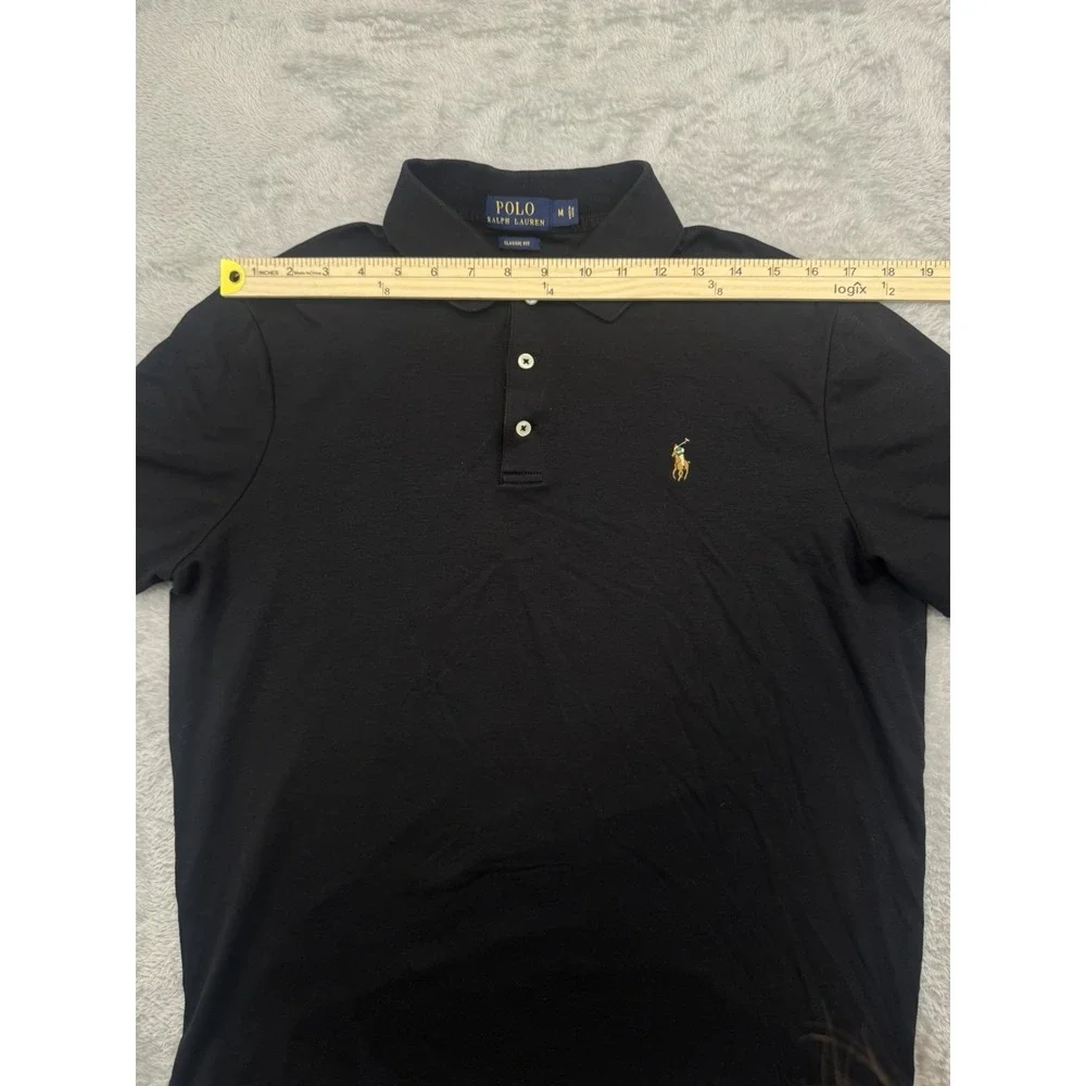Polo Ralph Lauren Black Classic Fit Multicolored Pony Soft Cotton Polo Shirt Med